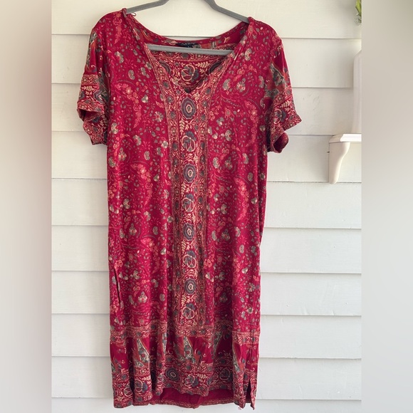 Lucky Brand Bohemian Short Sleeve Dress Women’s Size Large - Picture 1 of 13